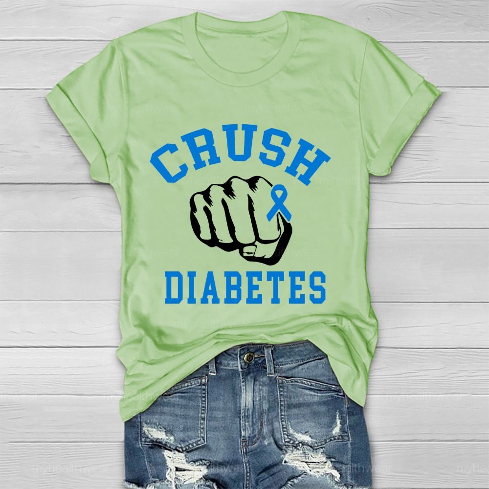 Crush Diabetes Awareness Blue Ribbon Healthwear T-shirt