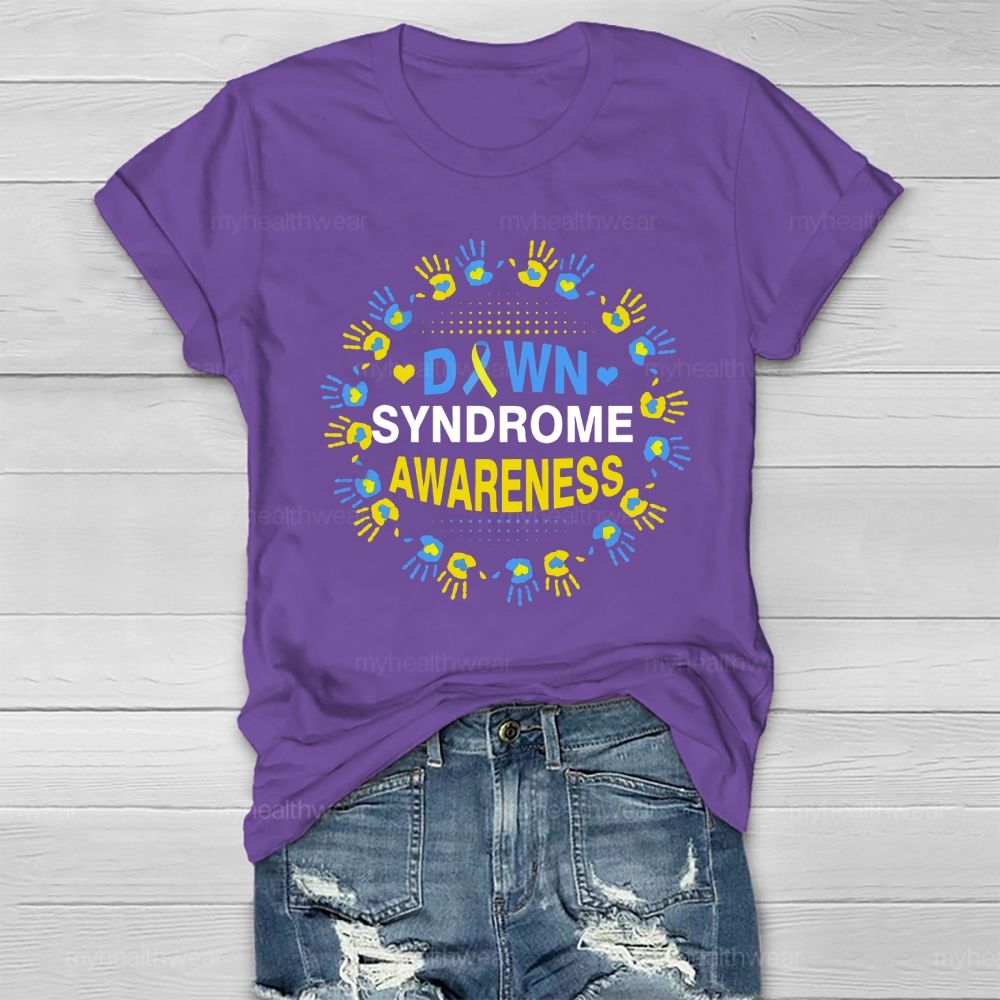 Down Syndrome Awareness Handprint Healthwear T-shirt