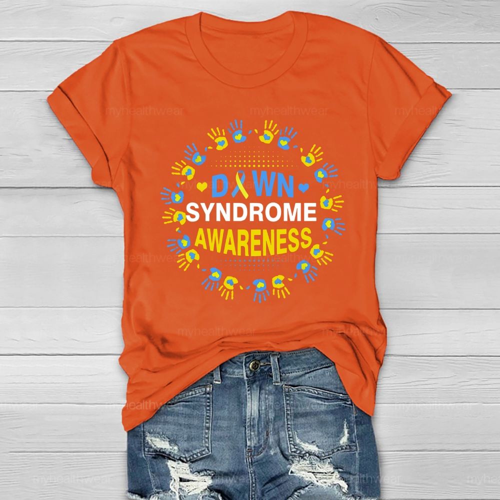 Down Syndrome Awareness Handprint Healthwear T-shirt