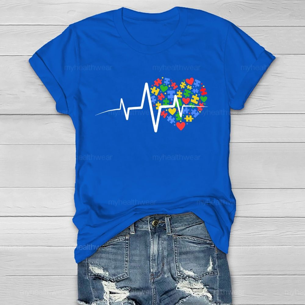 Autism Puzzle Heartbeat Healthwear T-shirt