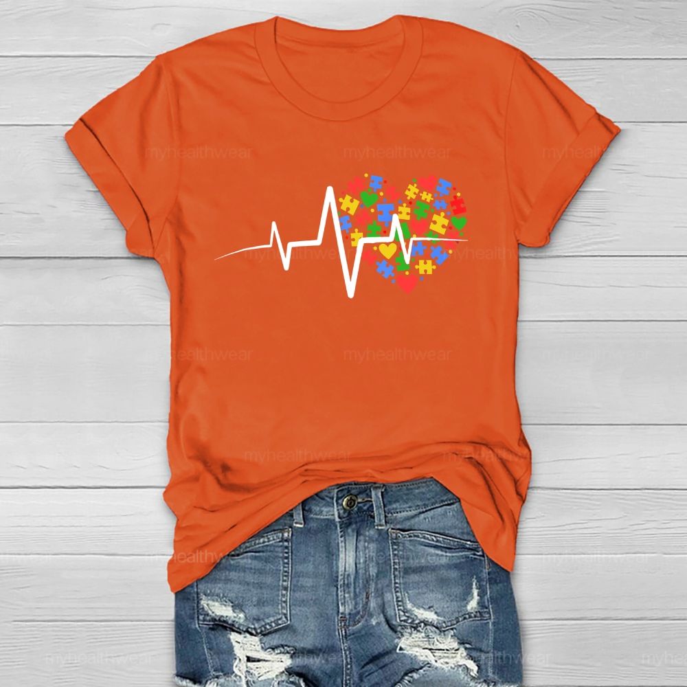 Autism Puzzle Heartbeat Healthwear T-shirt
