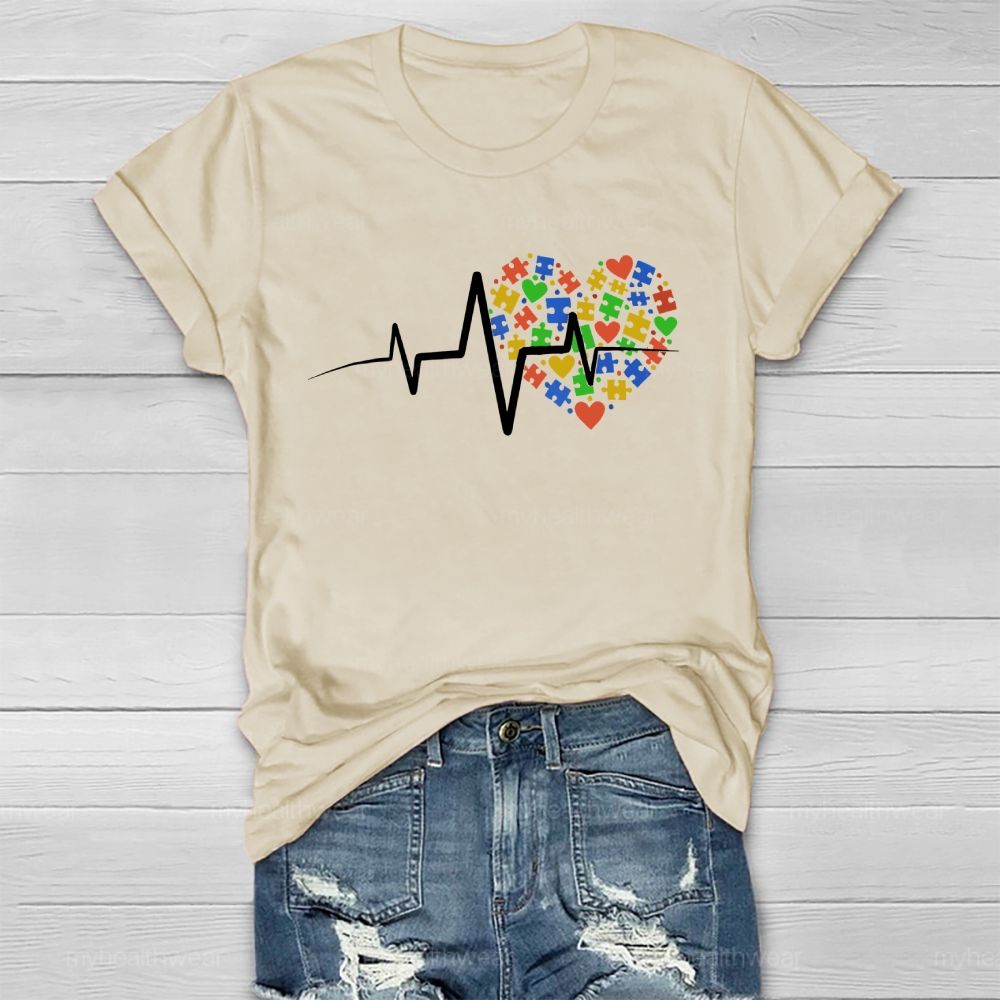 Autism Puzzle Heartbeat Healthwear T-shirt