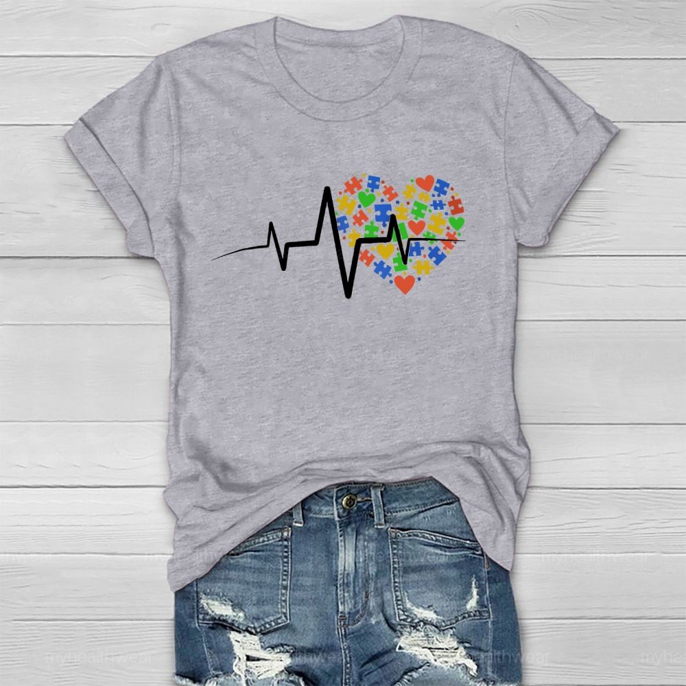Autism Puzzle Heartbeat Healthwear T-shirt
