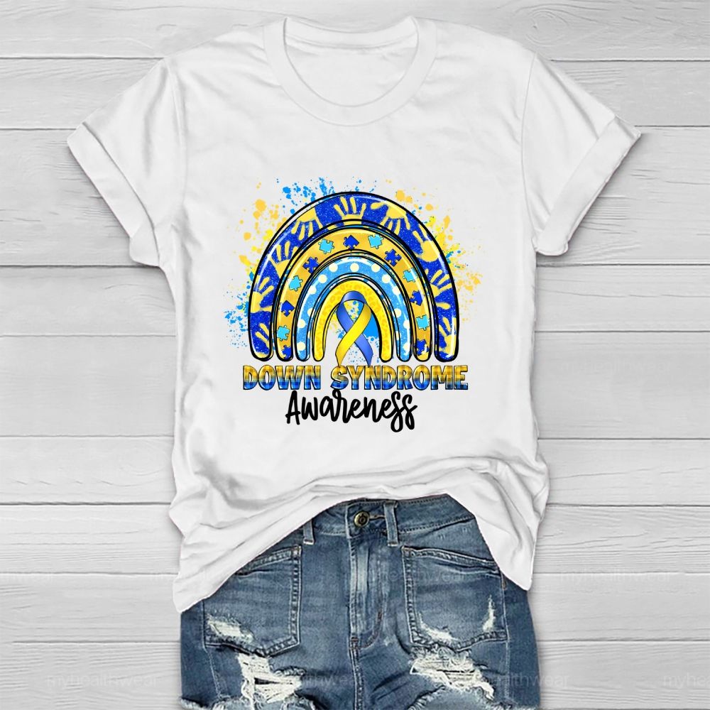Down Syndrome Awareness Rainbow Healthwear T-shirt