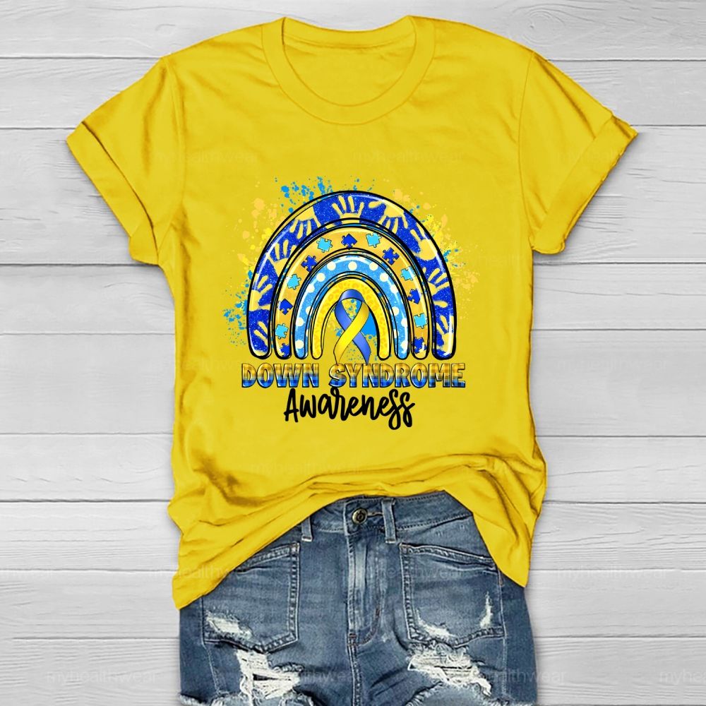 Down Syndrome Awareness Rainbow Healthwear T-shirt
