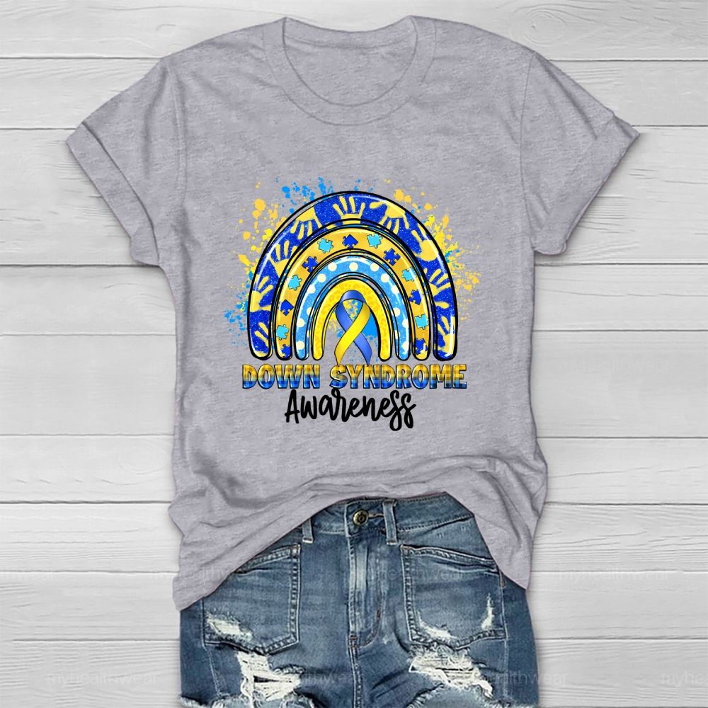 Down Syndrome Awareness Rainbow Healthwear T-shirt