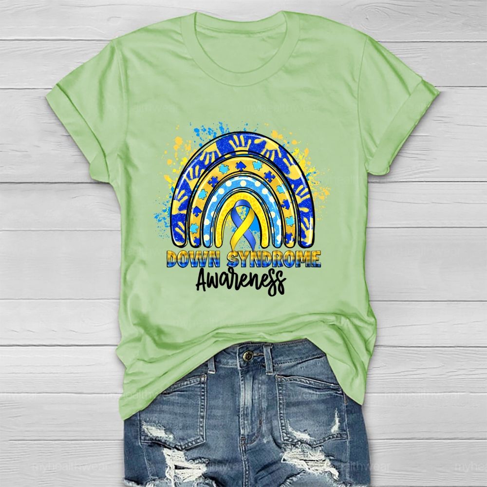 Down Syndrome Awareness Rainbow Healthwear T-shirt