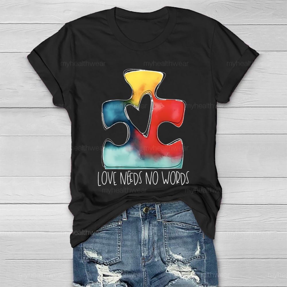 Love Needs No Words Puzzle Healthwear T-shirt