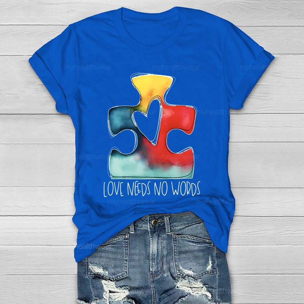 Love Needs No Words Puzzle Healthwear T-shirt