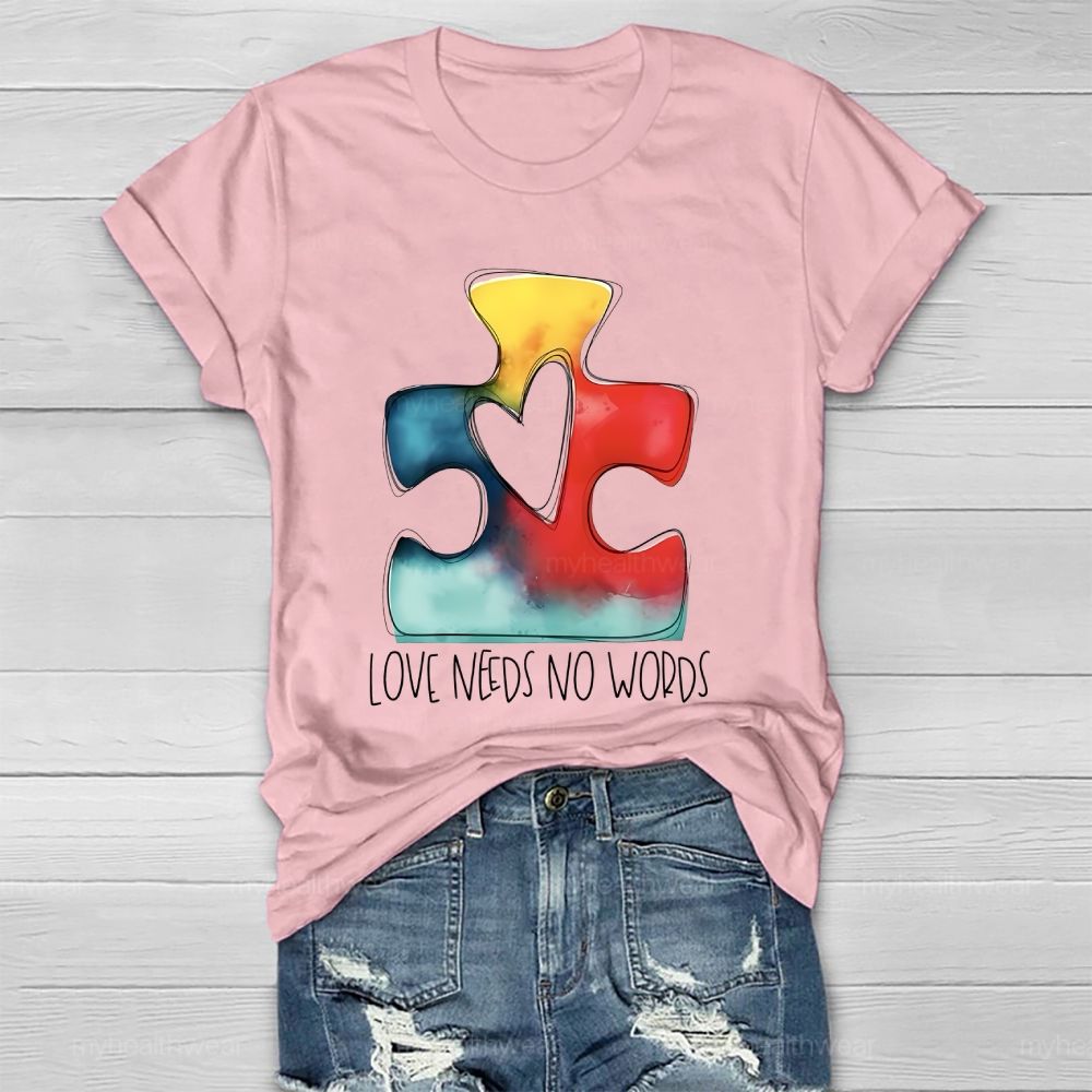 Love Needs No Words Puzzle Healthwear T-shirt