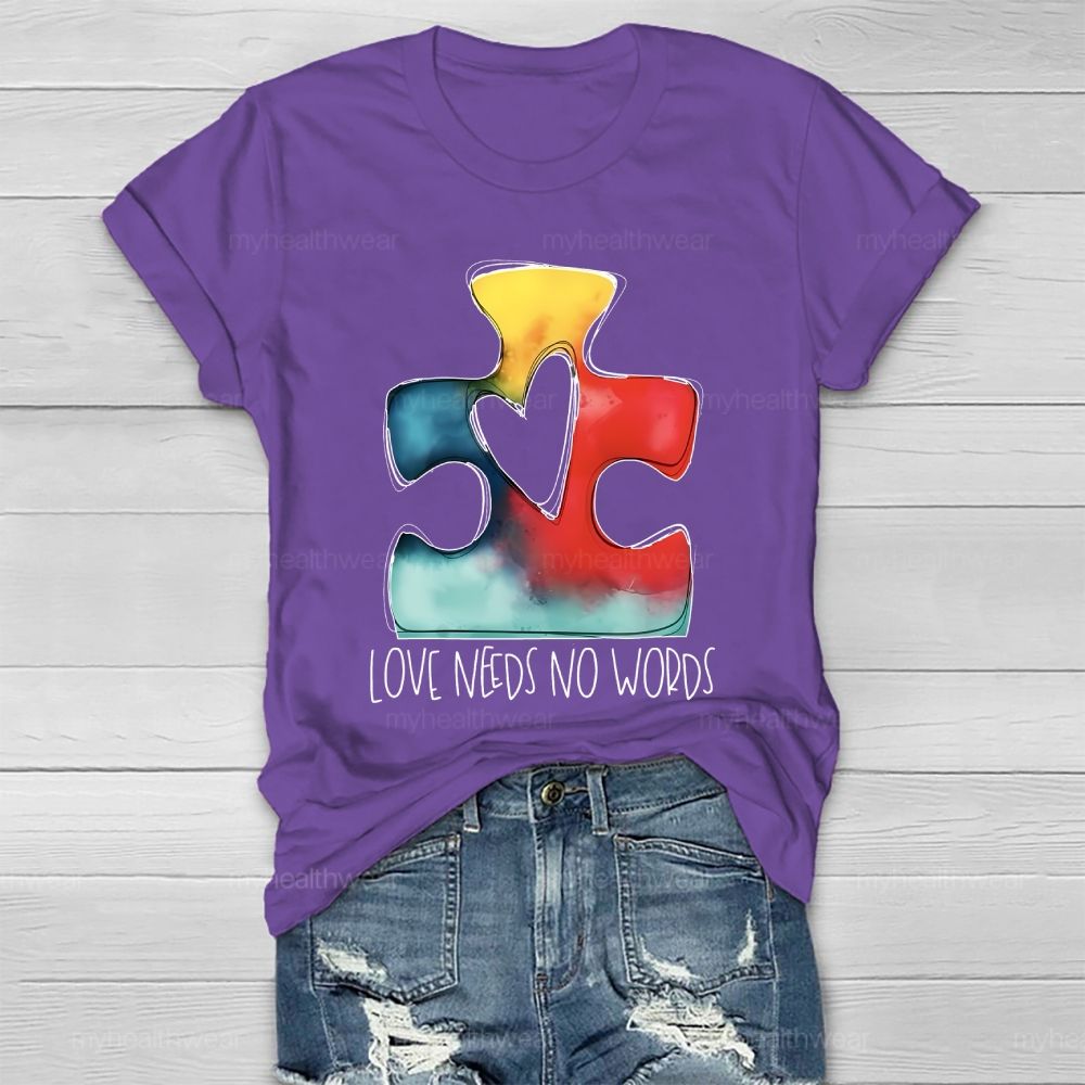 Love Needs No Words Puzzle Healthwear T-shirt
