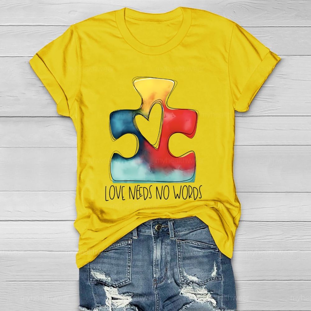 Love Needs No Words Puzzle Healthwear T-shirt