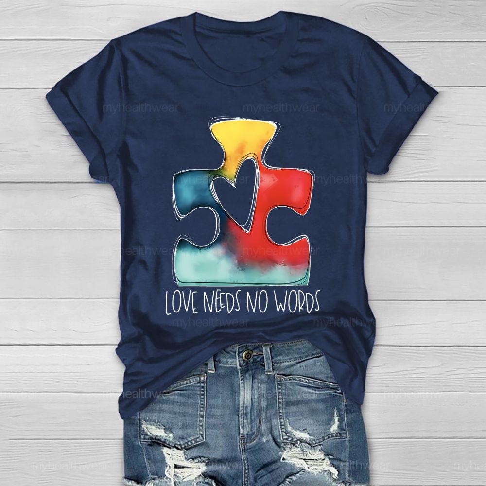 Love Needs No Words Puzzle Healthwear T-shirt