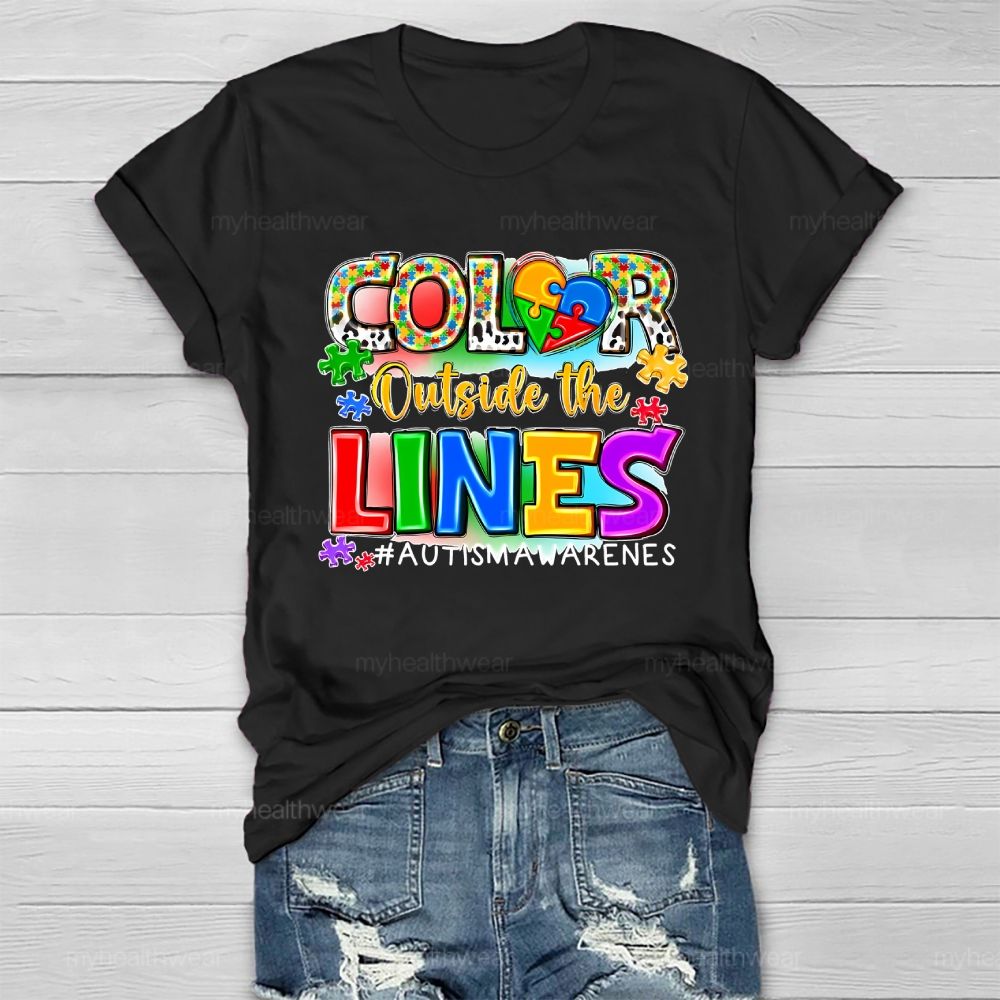 Color Outside The Lines Autism Awareness Healthwear T-shirt