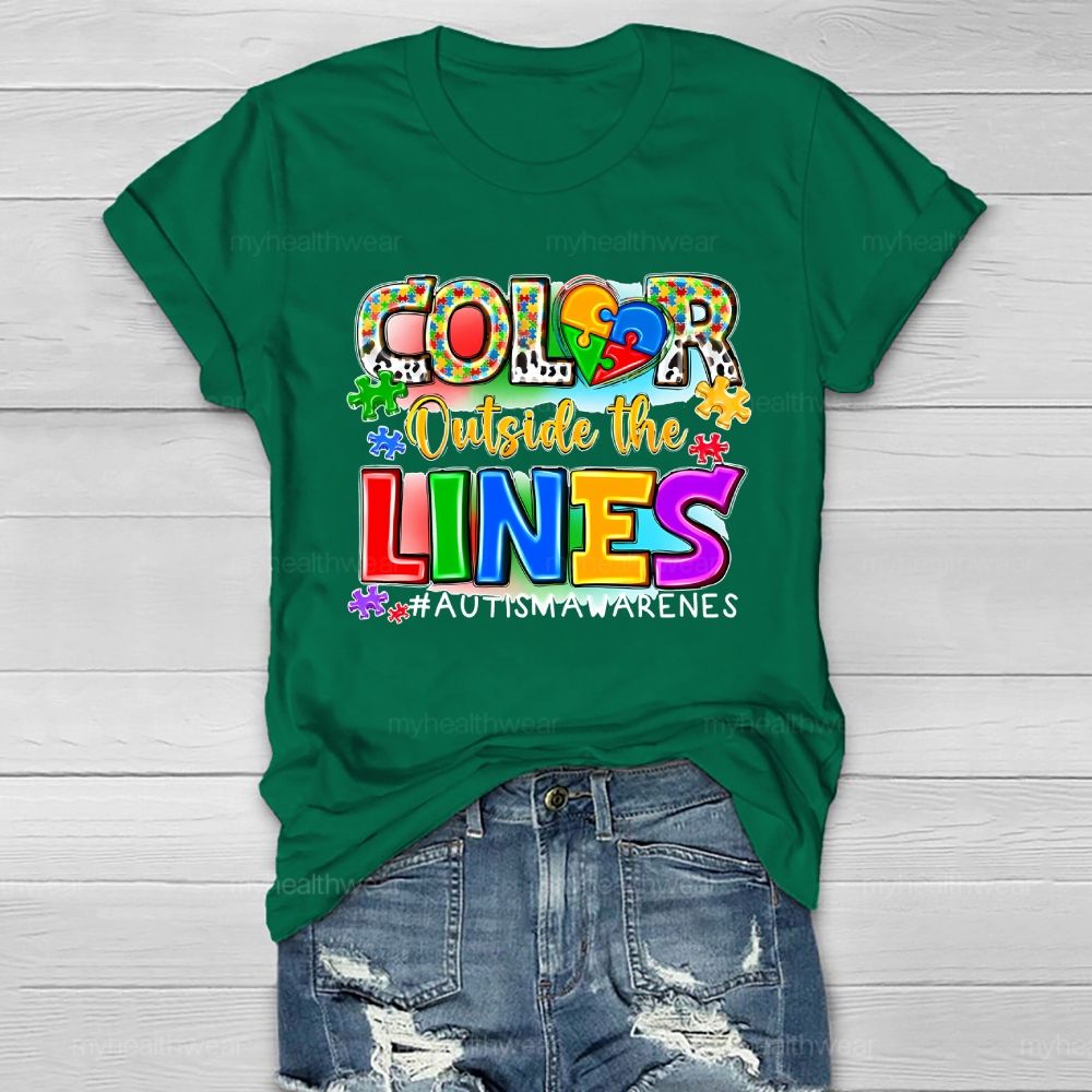 Color Outside The Lines Autism Awareness Healthwear T-shirt