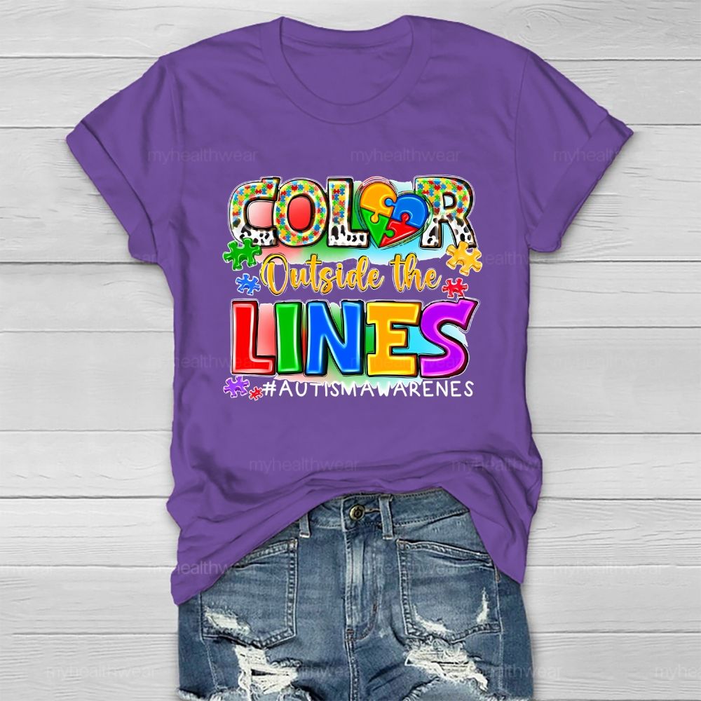 Color Outside The Lines Autism Awareness Healthwear T-shirt