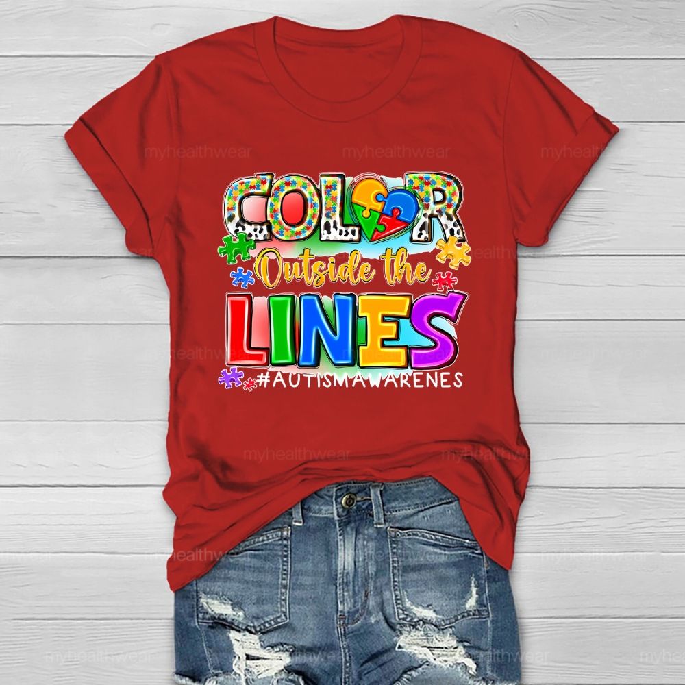 Color Outside The Lines Autism Awareness Healthwear T-shirt