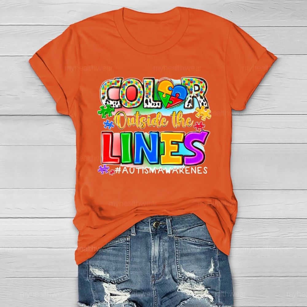 Color Outside The Lines Autism Awareness Healthwear T-shirt