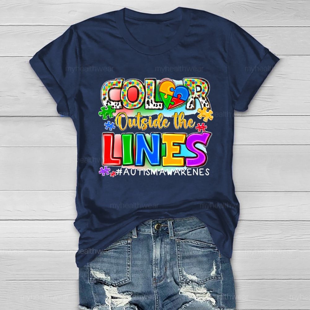 Color Outside The Lines Autism Awareness Healthwear T-shirt