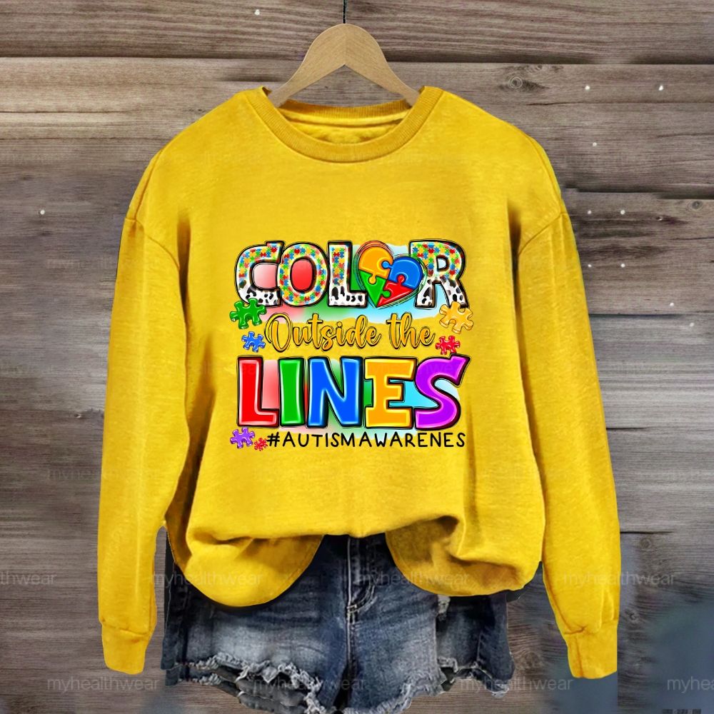 Color Outside The Lines Autism Awareness Sweatshirt
