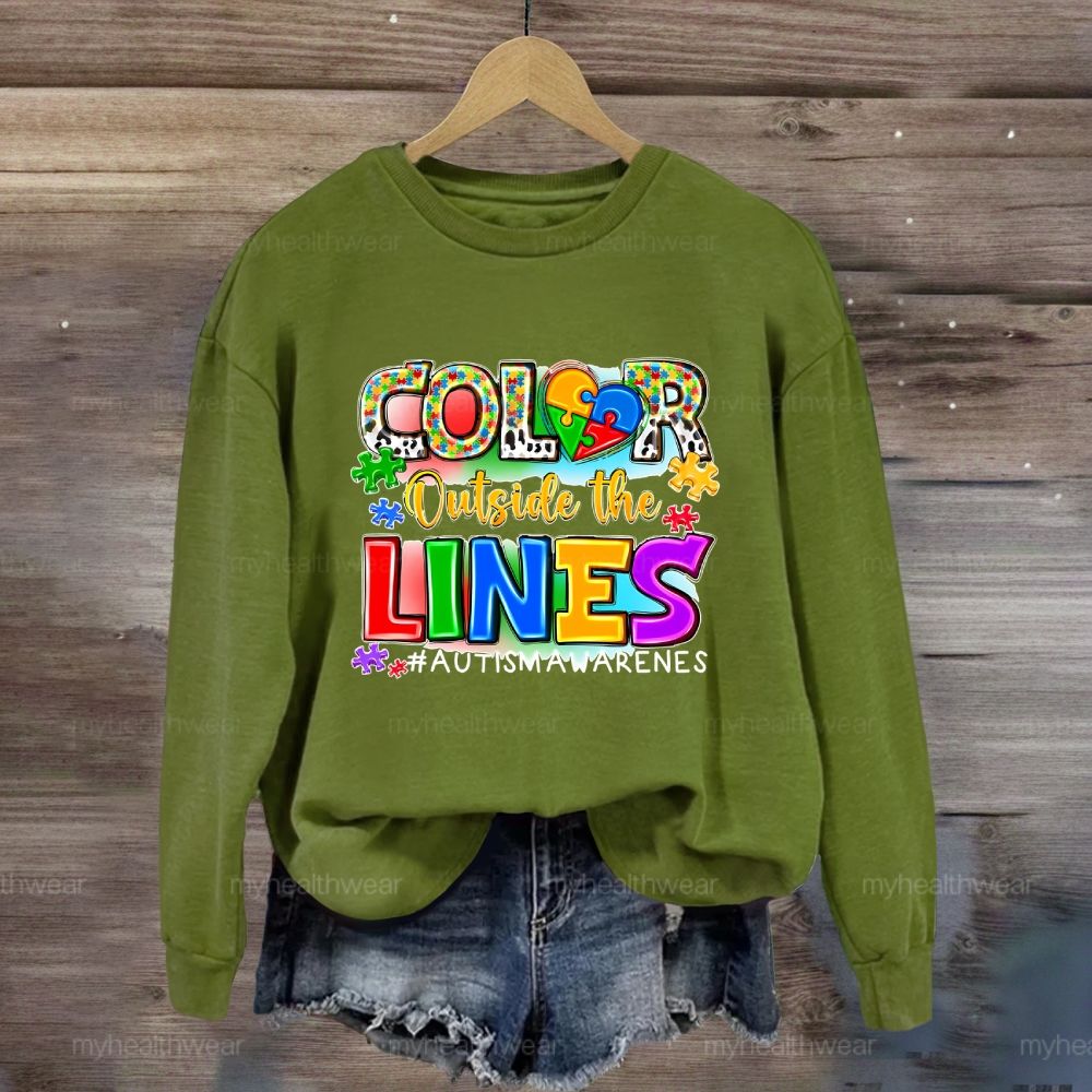 Color Outside The Lines Autism Awareness Sweatshirt