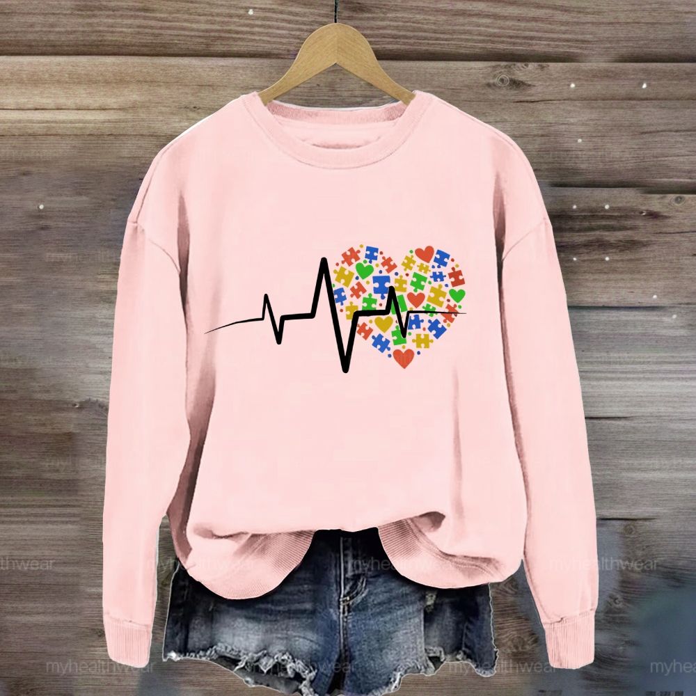 Autism Puzzle Heartbeat Sweatshirt