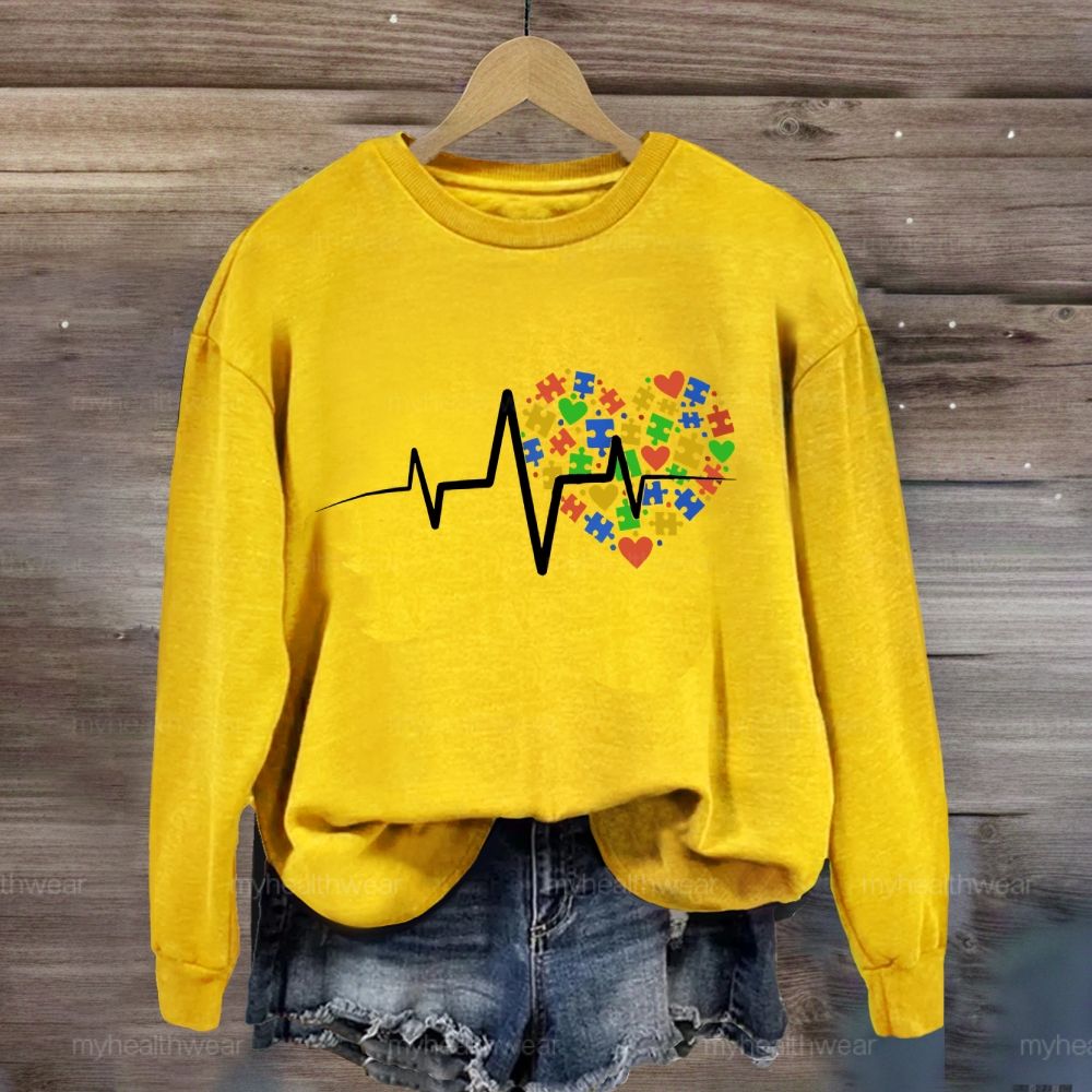 Autism Puzzle Heartbeat Sweatshirt