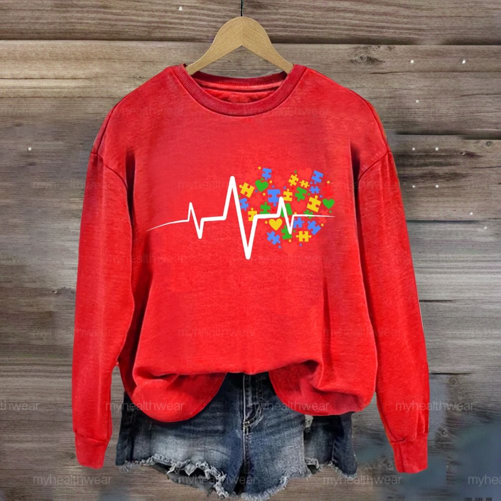 Autism Puzzle Heartbeat Sweatshirt