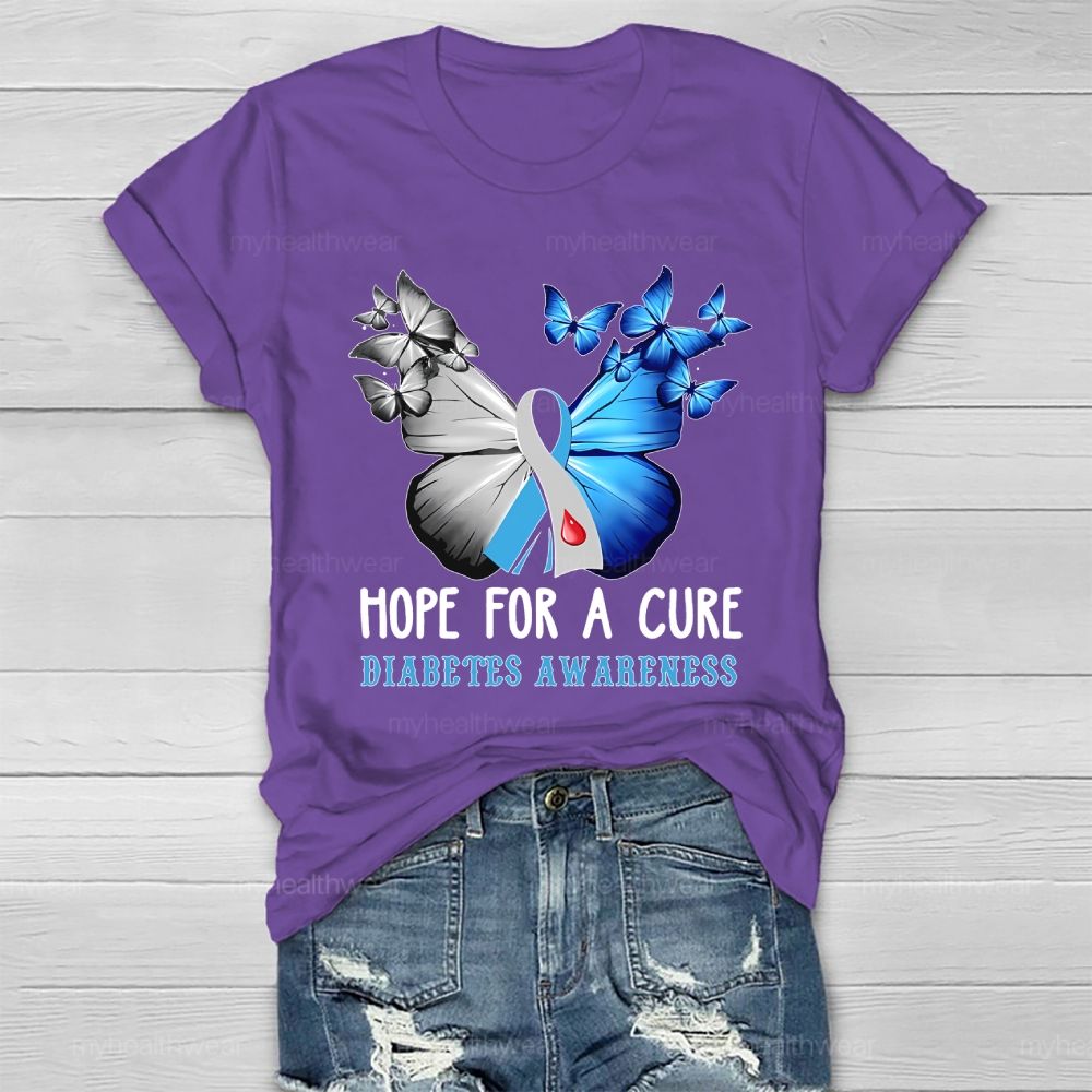 Hope For A Cure Diabetes Awareness Healthwear T-shirt