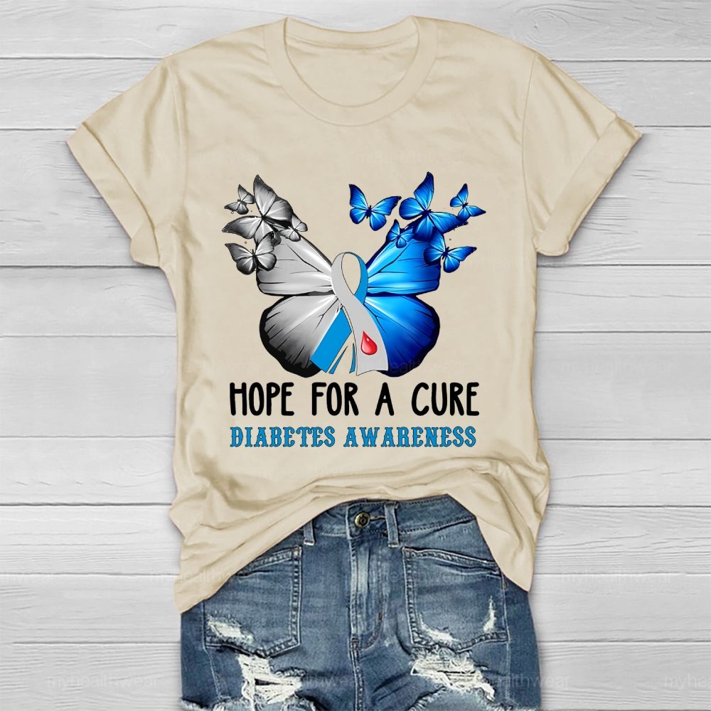 Hope For A Cure Diabetes Awareness Healthwear T-shirt