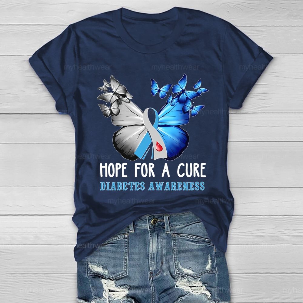 Hope For A Cure Diabetes Awareness Healthwear T-shirt