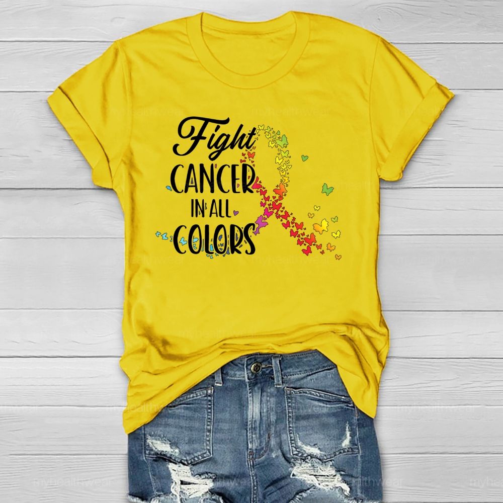 Fight Cancer In All Colors Colorful Butterfly Healthwear T-shirt