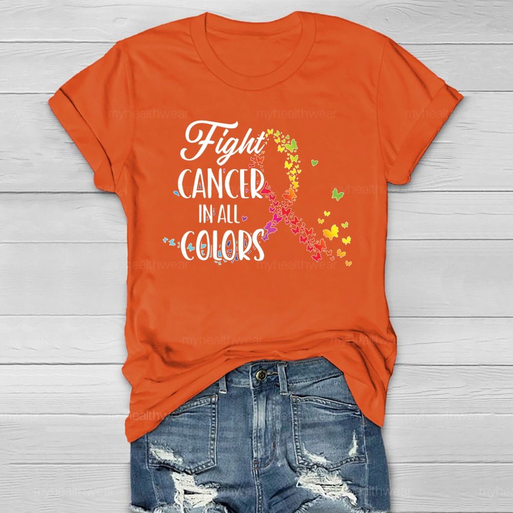 Fight Cancer In All Colors Colorful Butterfly Healthwear T-shirt