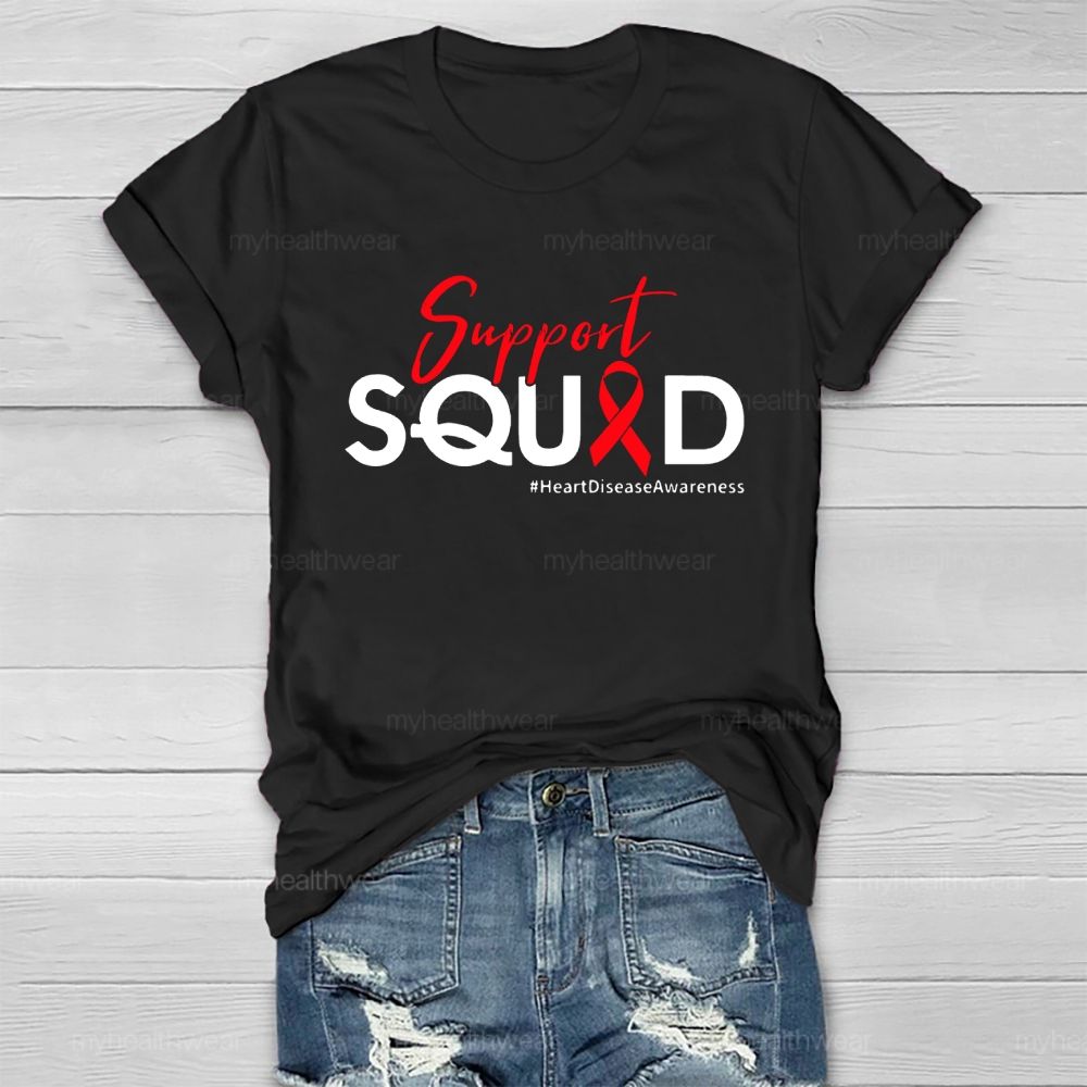 Support Squad Heart Disease Awareness Healthwear T-shirt