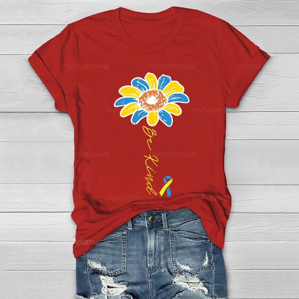 Be Kind Down Syndrome Ribbon Healthwear T-shirt