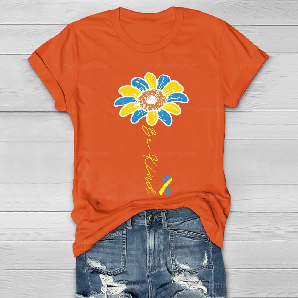 Be Kind Down Syndrome Ribbon Healthwear T-shirt