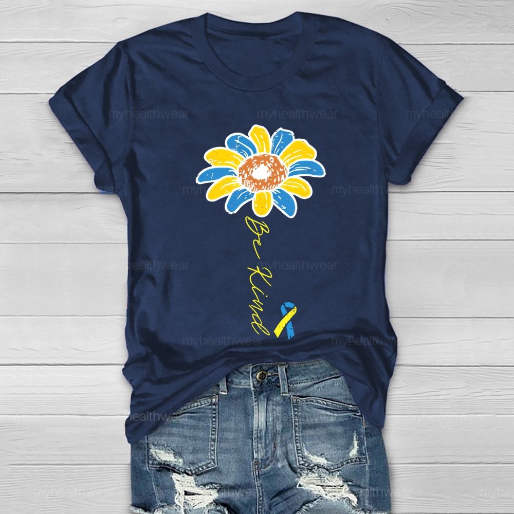 Be Kind Down Syndrome Ribbon Healthwear T-shirt