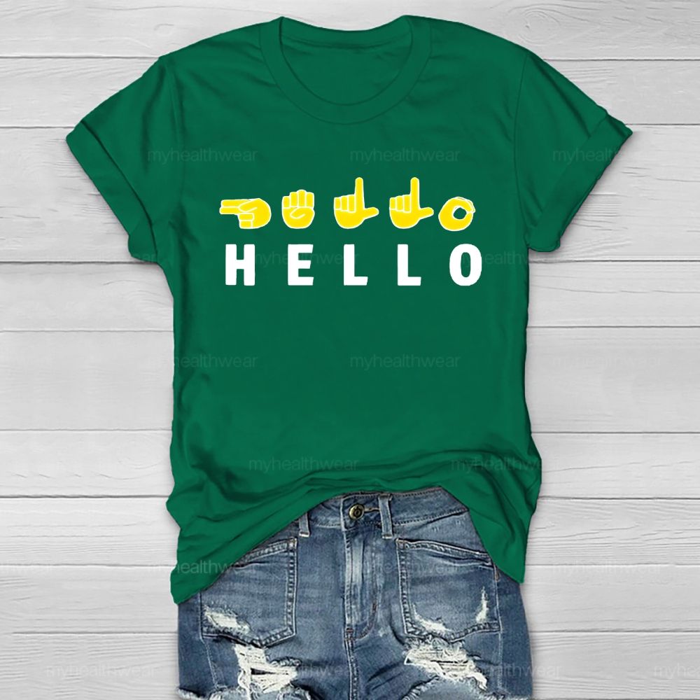 Hello Sign Language Healthwear T-shirt