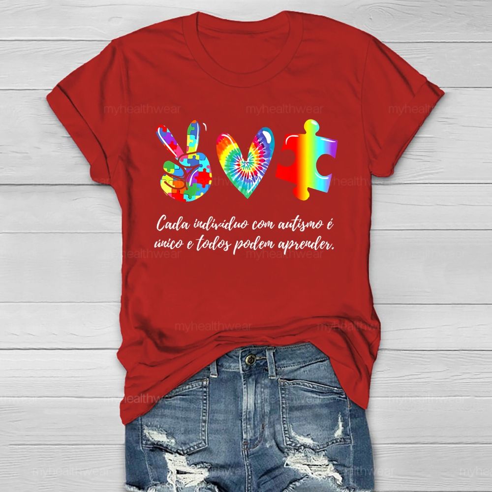 Cada IndivíDuo Com Autismo E Unico E Todos Podem Aprender Healthwear T-shirt