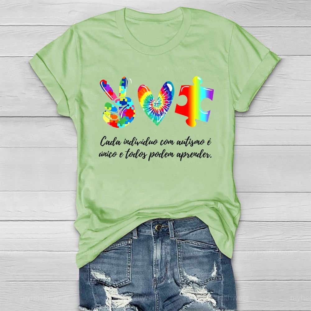 Cada IndivíDuo Com Autismo E Unico E Todos Podem Aprender Healthwear T-shirt