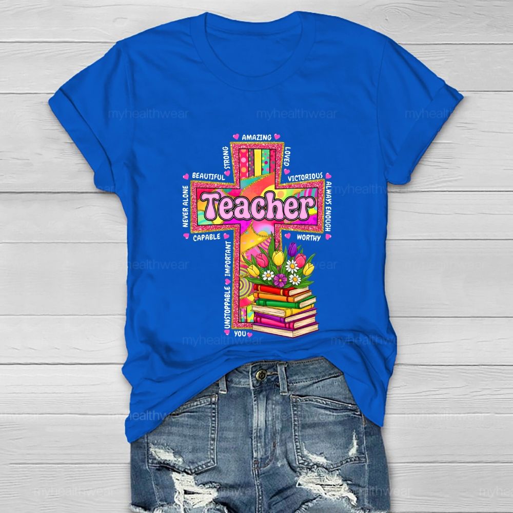 Teacher Cross Book Healthwear T-shirt