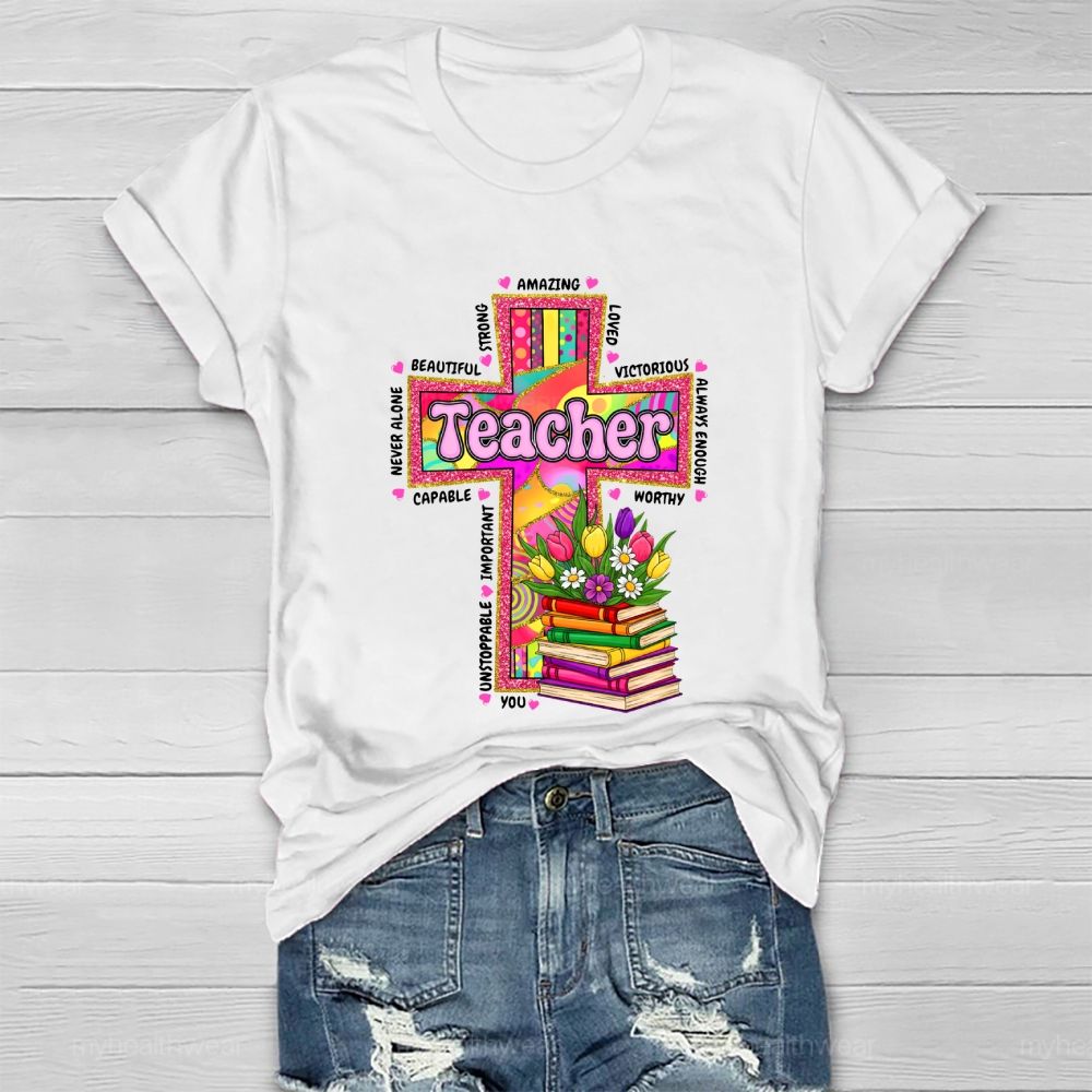 Teacher Cross Book Healthwear T-shirt