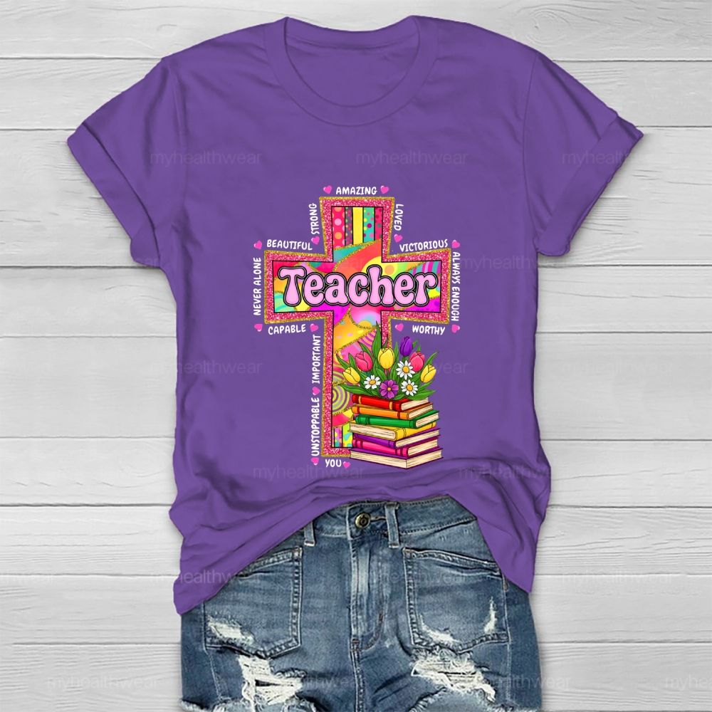 Teacher Cross Book Healthwear T-shirt