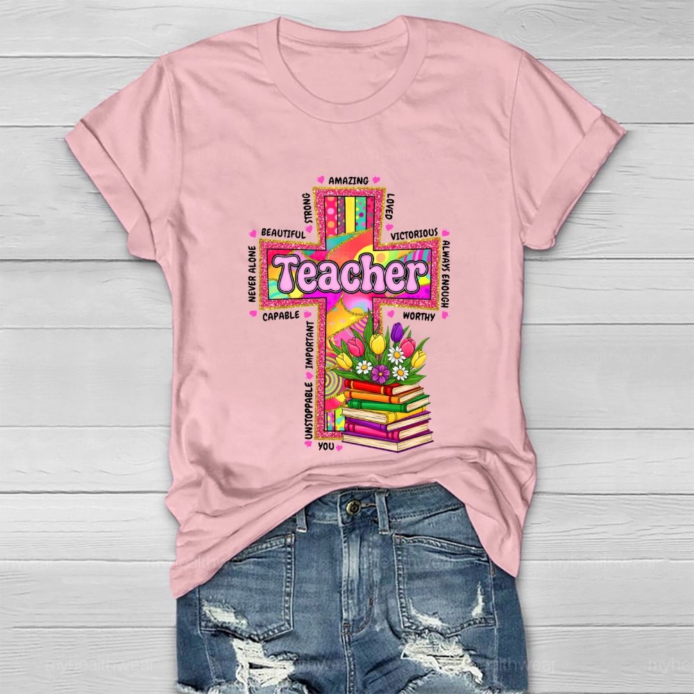 Teacher Cross Book Healthwear T-shirt