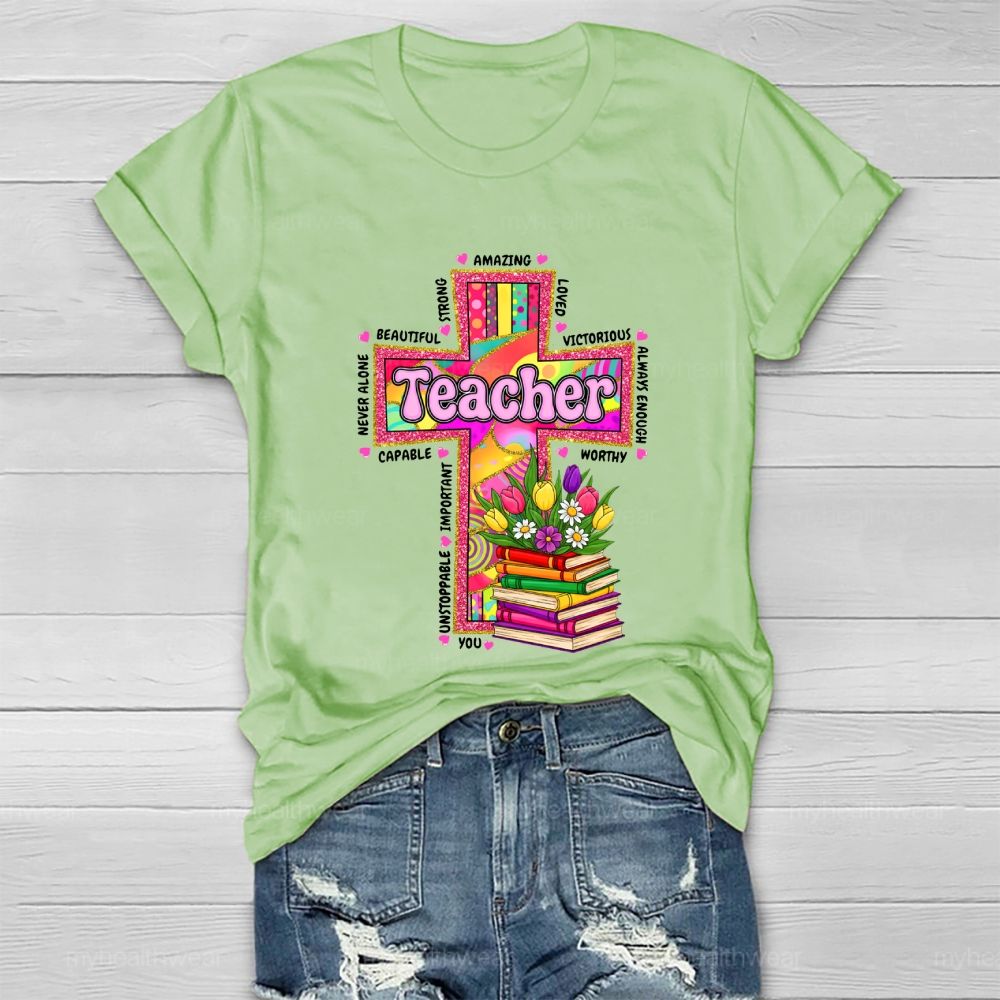 Teacher Cross Book Healthwear T-shirt