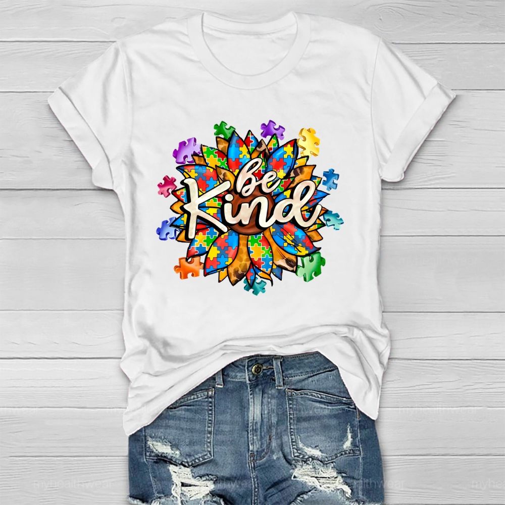 Be Kind Sunflower Puzzle Healthwear T-shirt