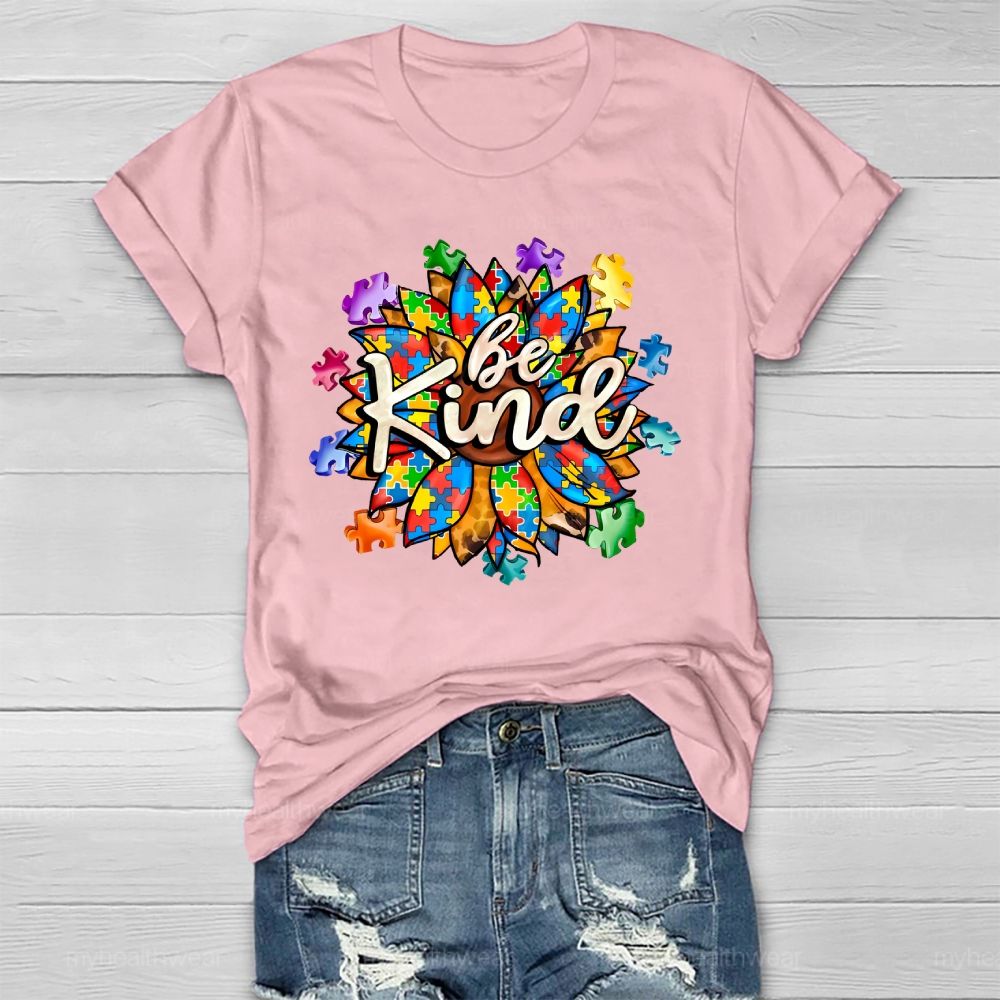 Be Kind Sunflower Puzzle Healthwear T-shirt