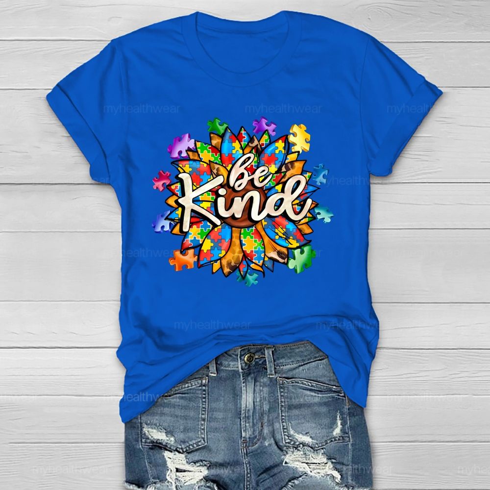 Be Kind Sunflower Puzzle Healthwear T-shirt