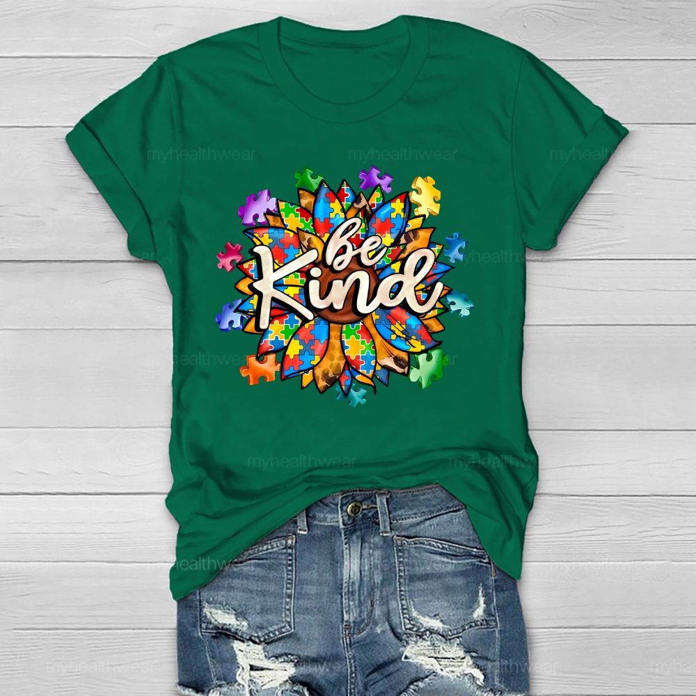 Be Kind Sunflower Puzzle Healthwear T-shirt