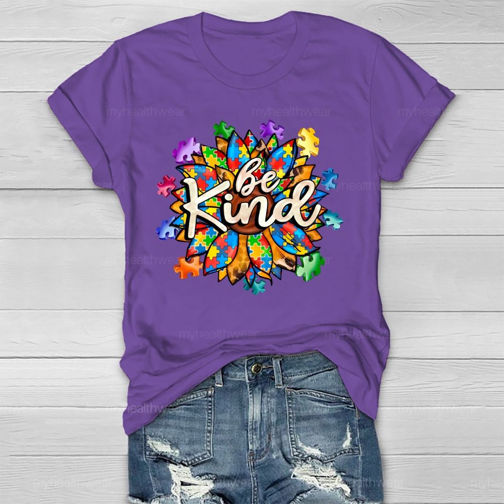 Be Kind Sunflower Puzzle Healthwear T-shirt